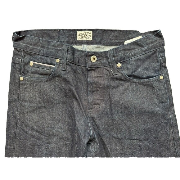 Naked & Famous Japanese SELVEDGE Jeans Skinny Guy Dark Rigid Indigo Twill Sz 31 - Picture 3 of 7
